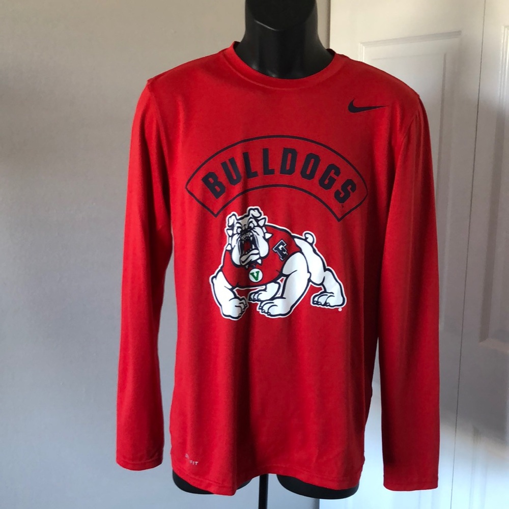 Men's Nike Red Bulldogs Arch Over Logo Long Sleeve T-Shirt/ S